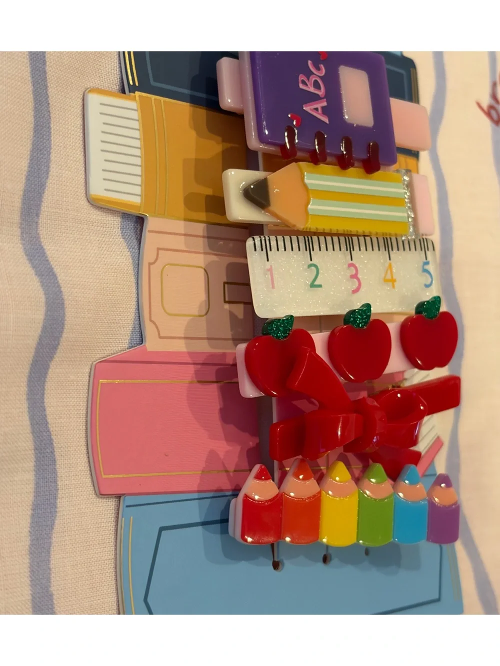 Piper K School-Themed Hair Clip Set ✏️📚🍎📏🎀